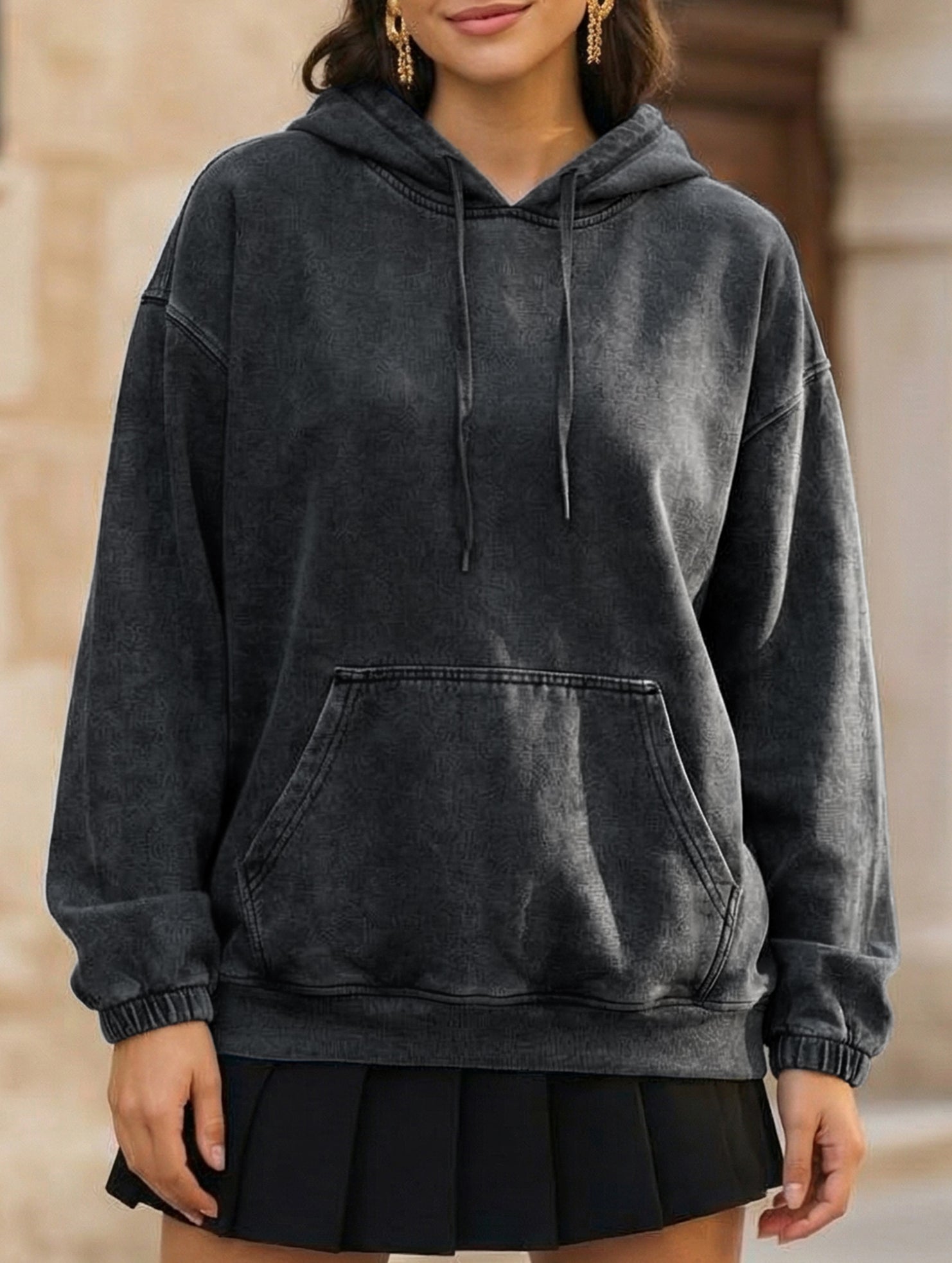Women's denim retro hooded pullover sweatshirt_CWTSTL01214