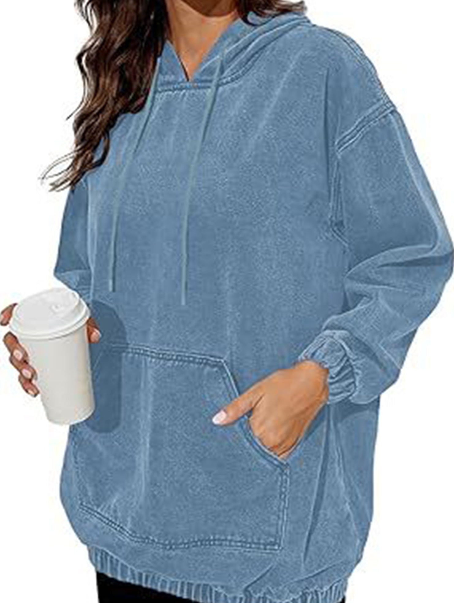 Women's denim retro hooded pullover sweatshirt_CWTSTL01214