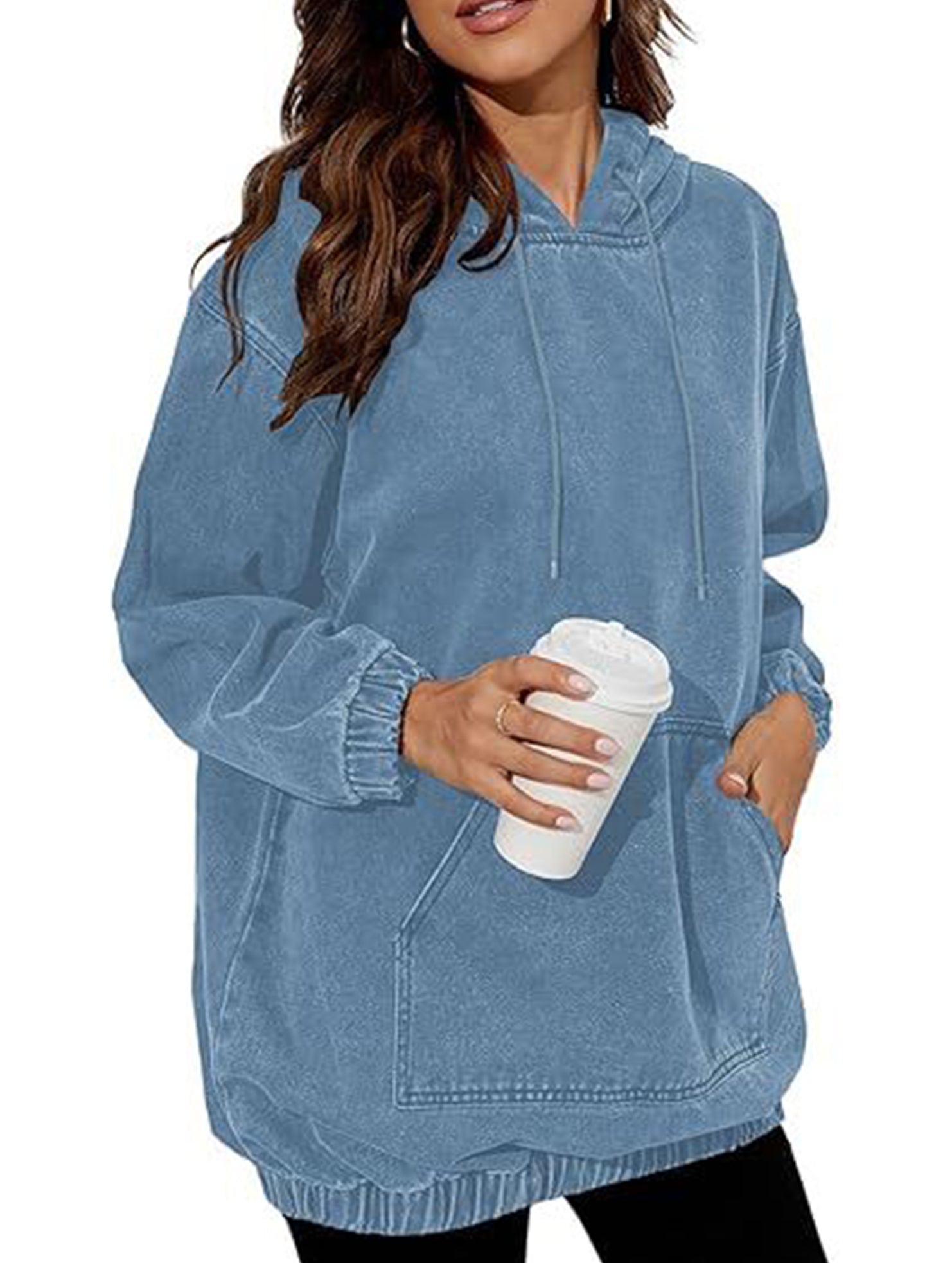 Women's denim retro hooded pullover sweatshirt_CWTSTL01214