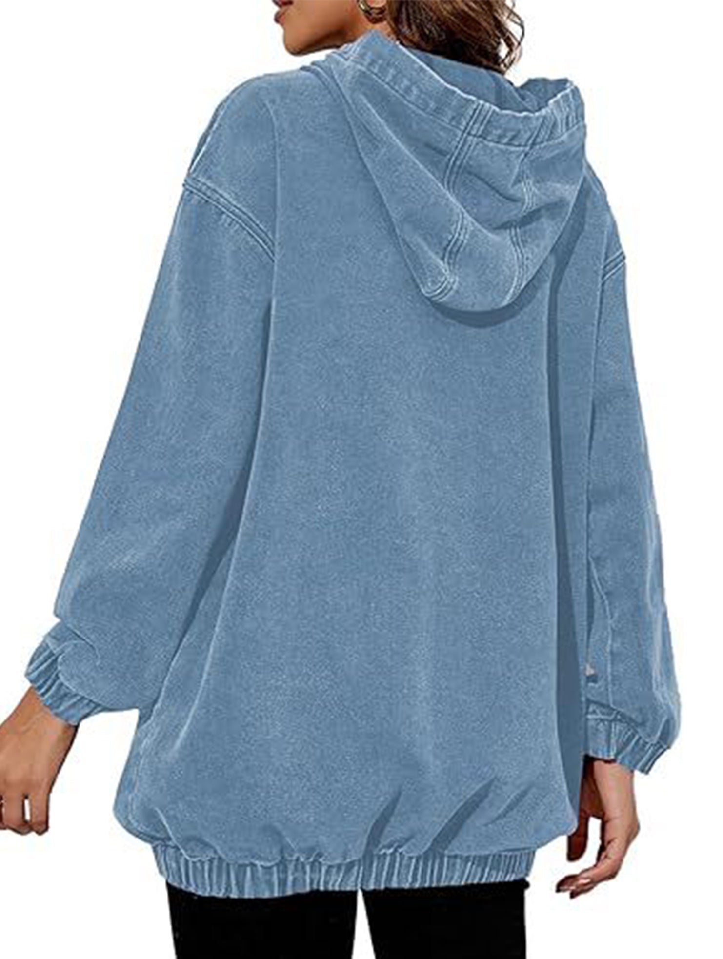 Women's denim retro hooded pullover sweatshirt_CWTSTL01214