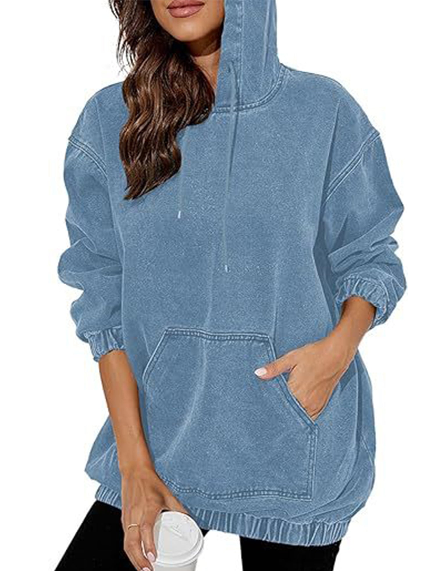 Women's denim retro hooded pullover sweatshirt_CWTSTL01214