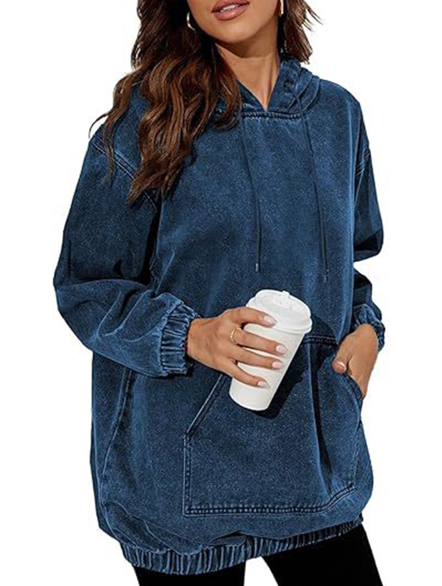 Women's denim retro hooded pullover sweatshirt_CWTSTL01214