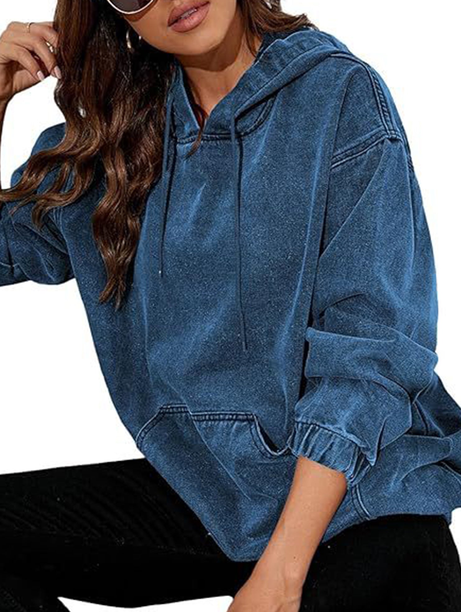 Women's denim retro hooded pullover sweatshirt_CWTSTL01214