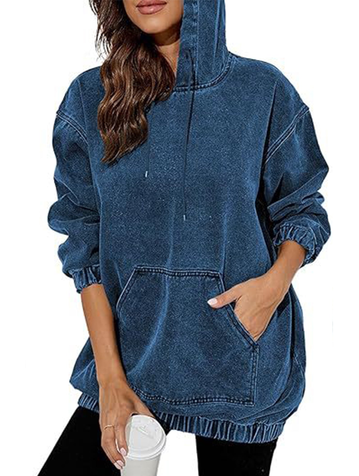 Women's denim retro hooded pullover sweatshirt_CWTSTL01214