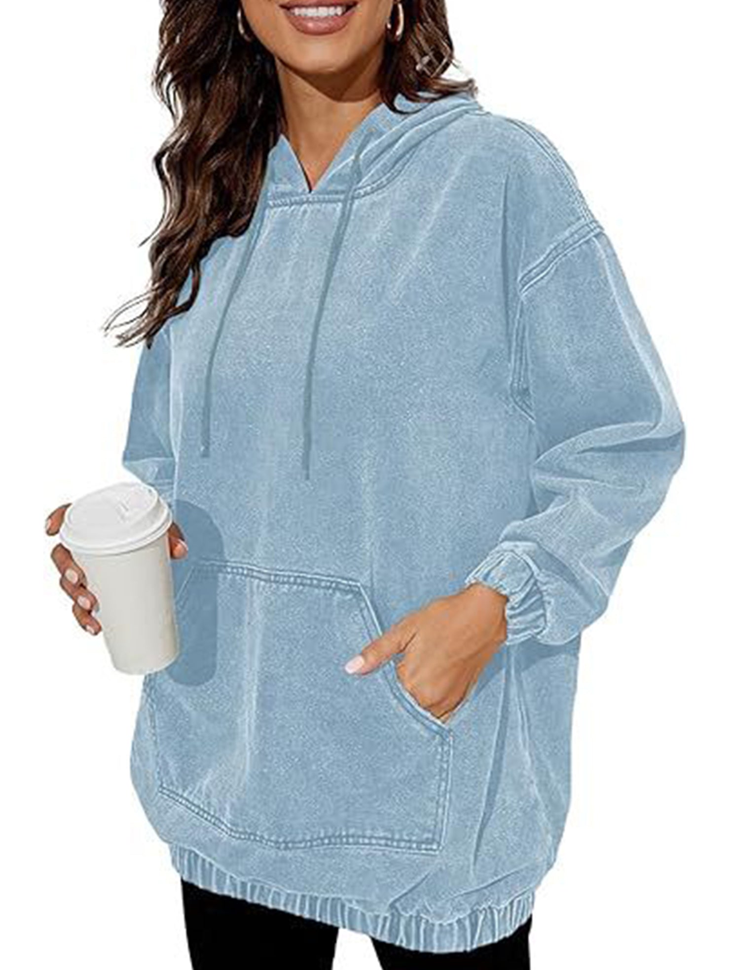 Women's denim retro hooded pullover sweatshirt_CWTSTL01214
