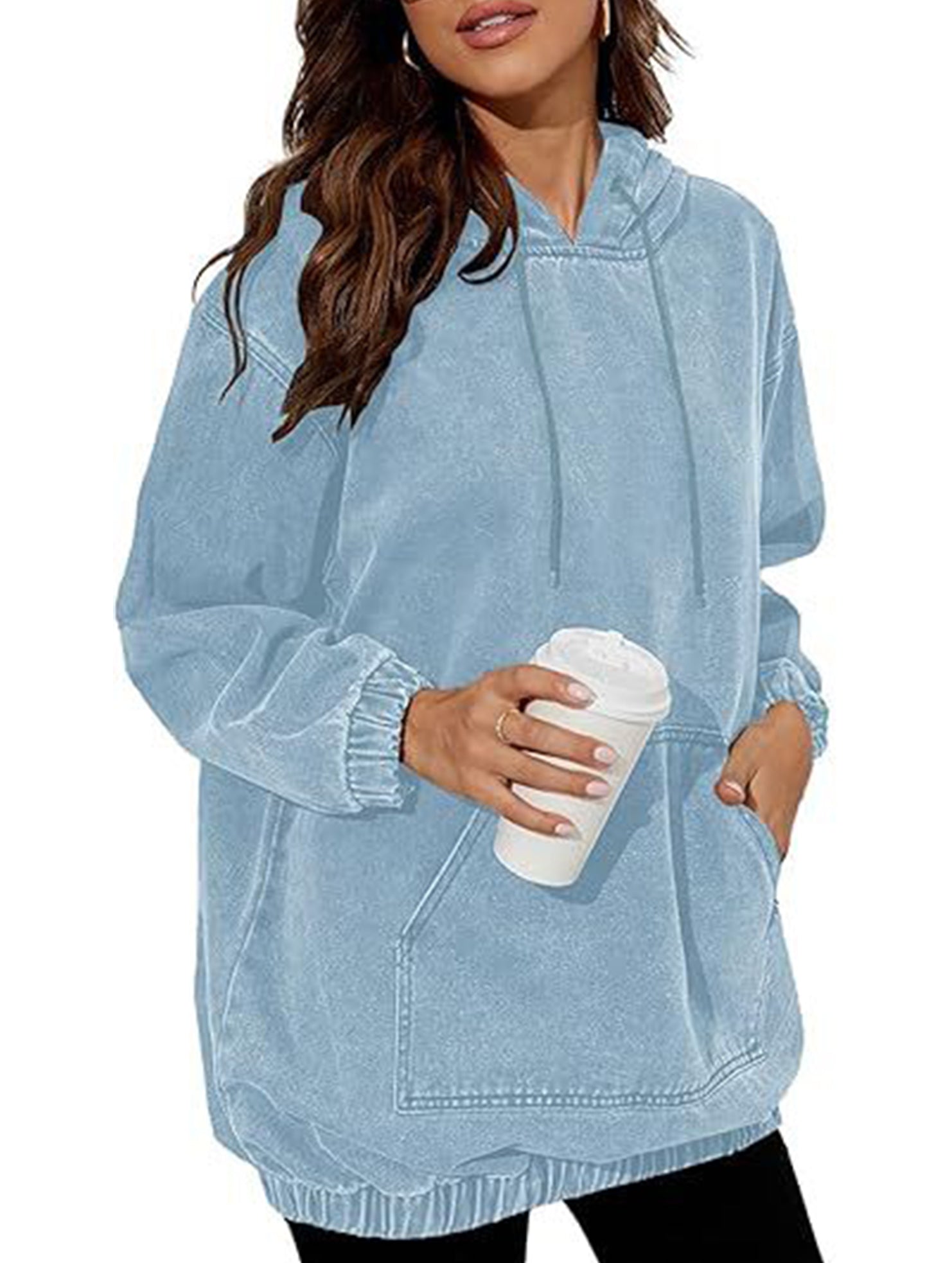 Women's denim retro hooded pullover sweatshirt_CWTSTL01214
