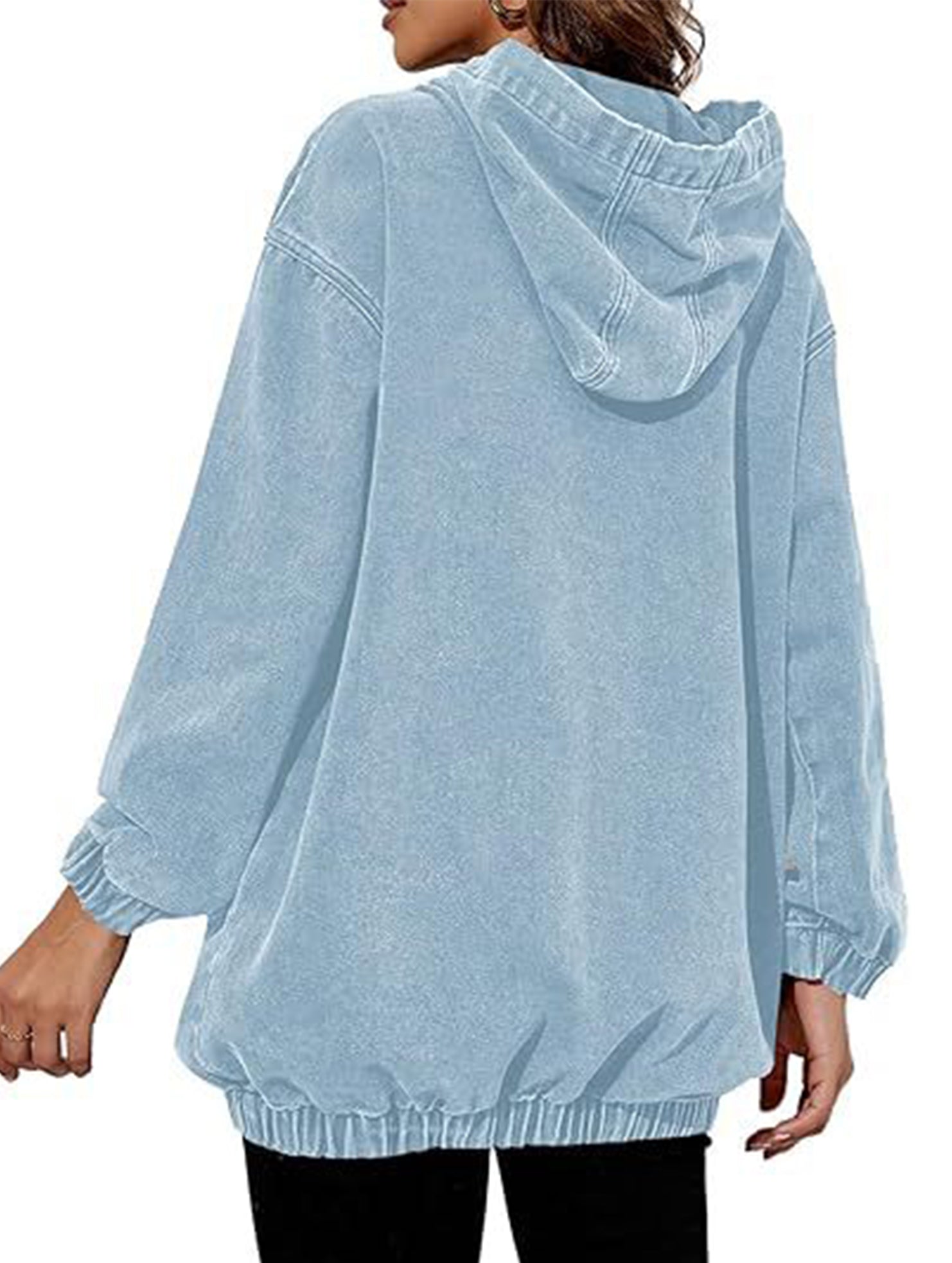 Women's denim retro hooded pullover sweatshirt_CWTSTL01214