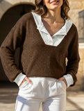 Color-blocked casual loose knit top for women_CWTSTL01256