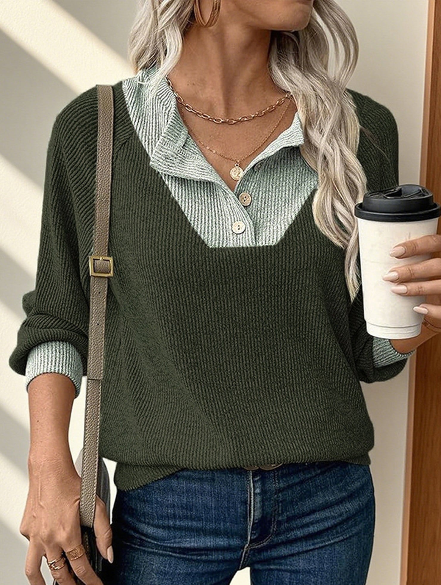 Color-blocked casual loose knit top for women_CWTSTL01256