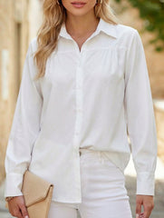 Lantern sleeve pleated loose women's shirt_CWTSTL01261