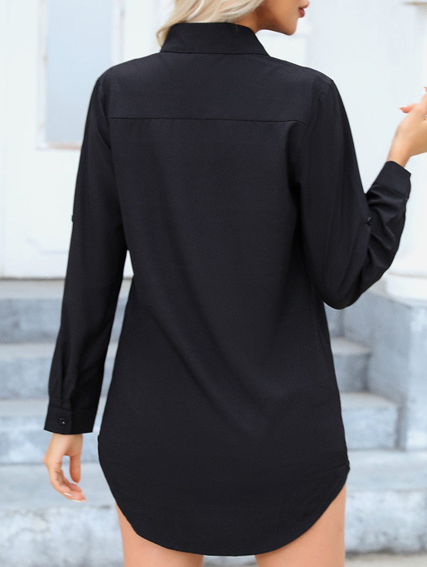 Mid-length loose-fitting sexy chiffon nightgown shirt