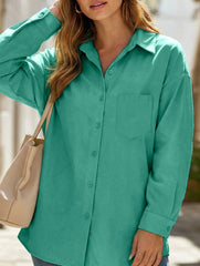 Casual collared brushed mid-length women's shirt_CWTSTL01267