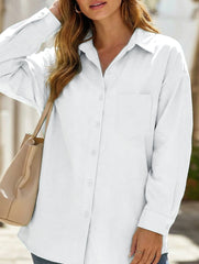 Casual collared brushed mid-length women's shirt_CWTSTL01267
