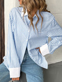 Colorblock Stripe Button Down Shirt_CWTSTL01280