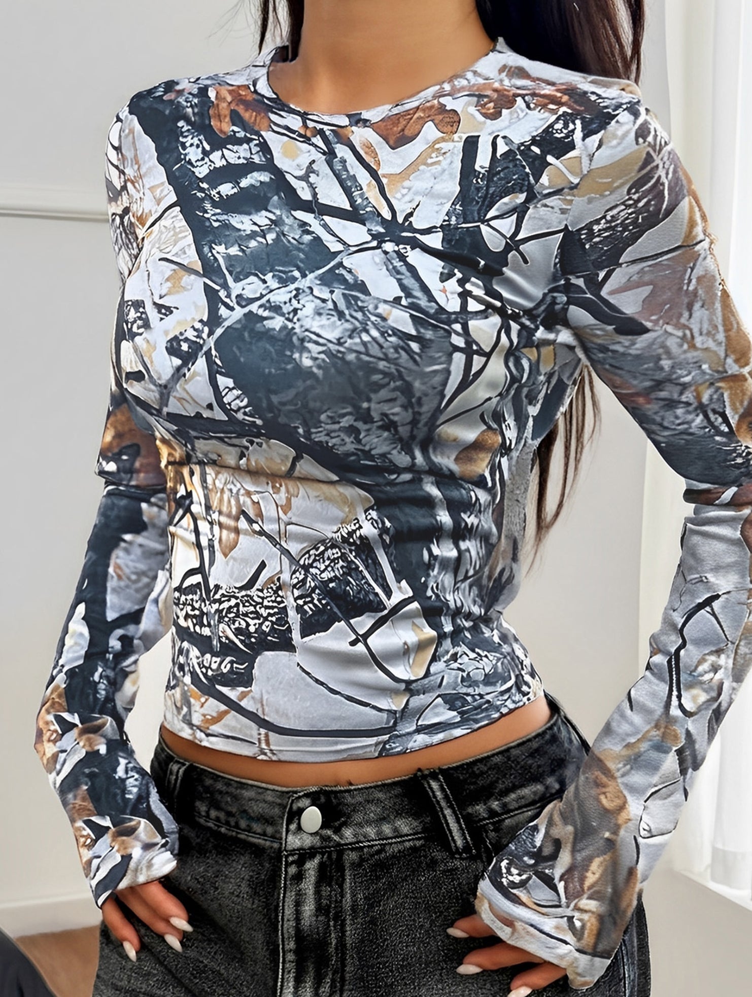 Spicy Print Long-Sleeved Women's Base Layer T-Shirt