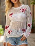 Women's Knitted Hollow-Out Bow Sun Protection Shirt