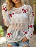 Women's Knitted Hollow-Out Bow Sun Protection Shirt
