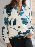 Ink Floral Print Artistic Long Sleeve Shirt