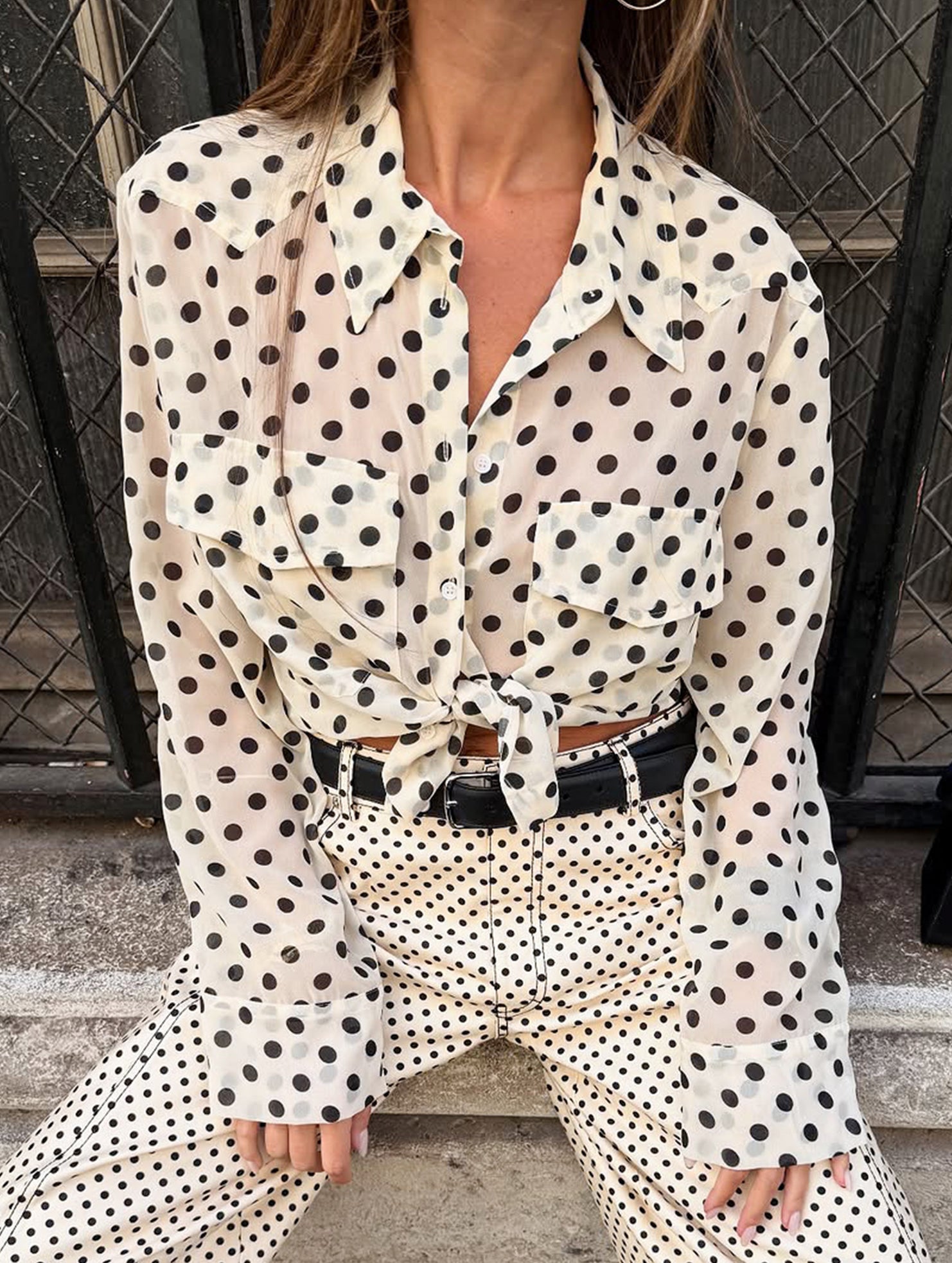 Stylish and versatile polka dot blouse for women_CWTSTL01288