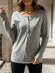 Crew neck, simple and elegant long-sleeved T-shirt