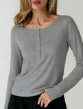 Crew neck, simple and elegant long-sleeved T-shirt