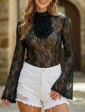Elegant and stylish lace high-neck blouse for women