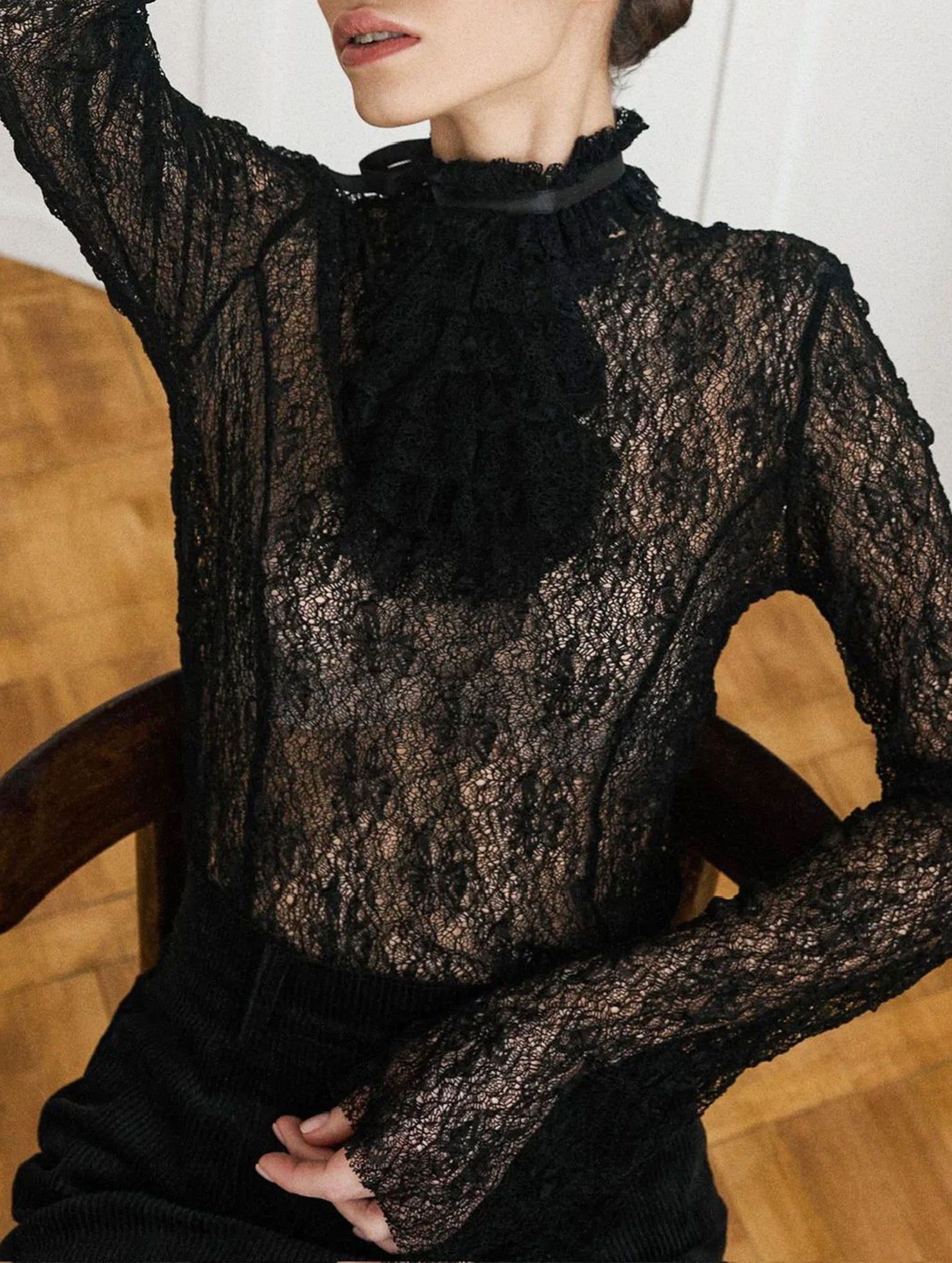 Elegant and stylish lace high-neck blouse for women