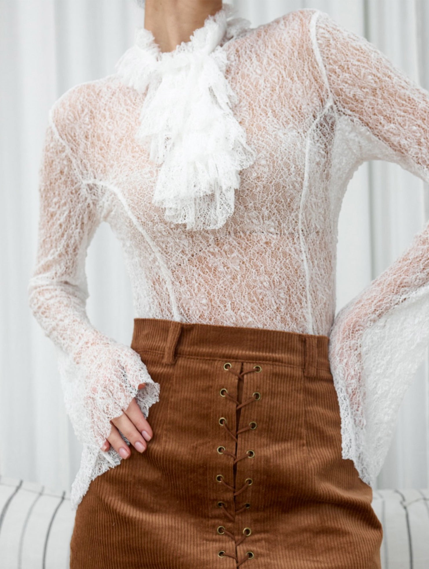 Elegant and stylish lace high-neck blouse for women