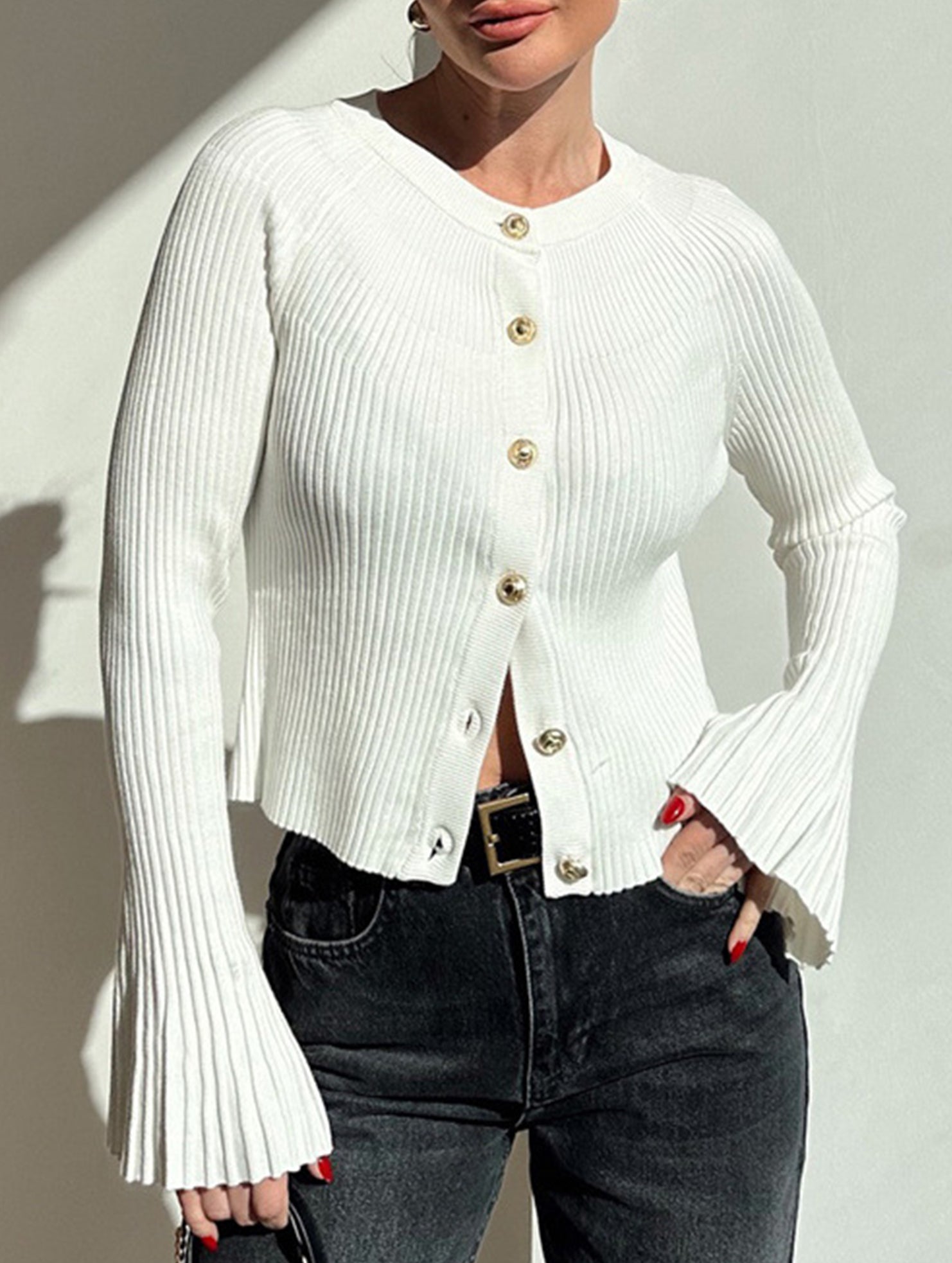 Ribbed base solid color knit top for women_CWTSTL01298