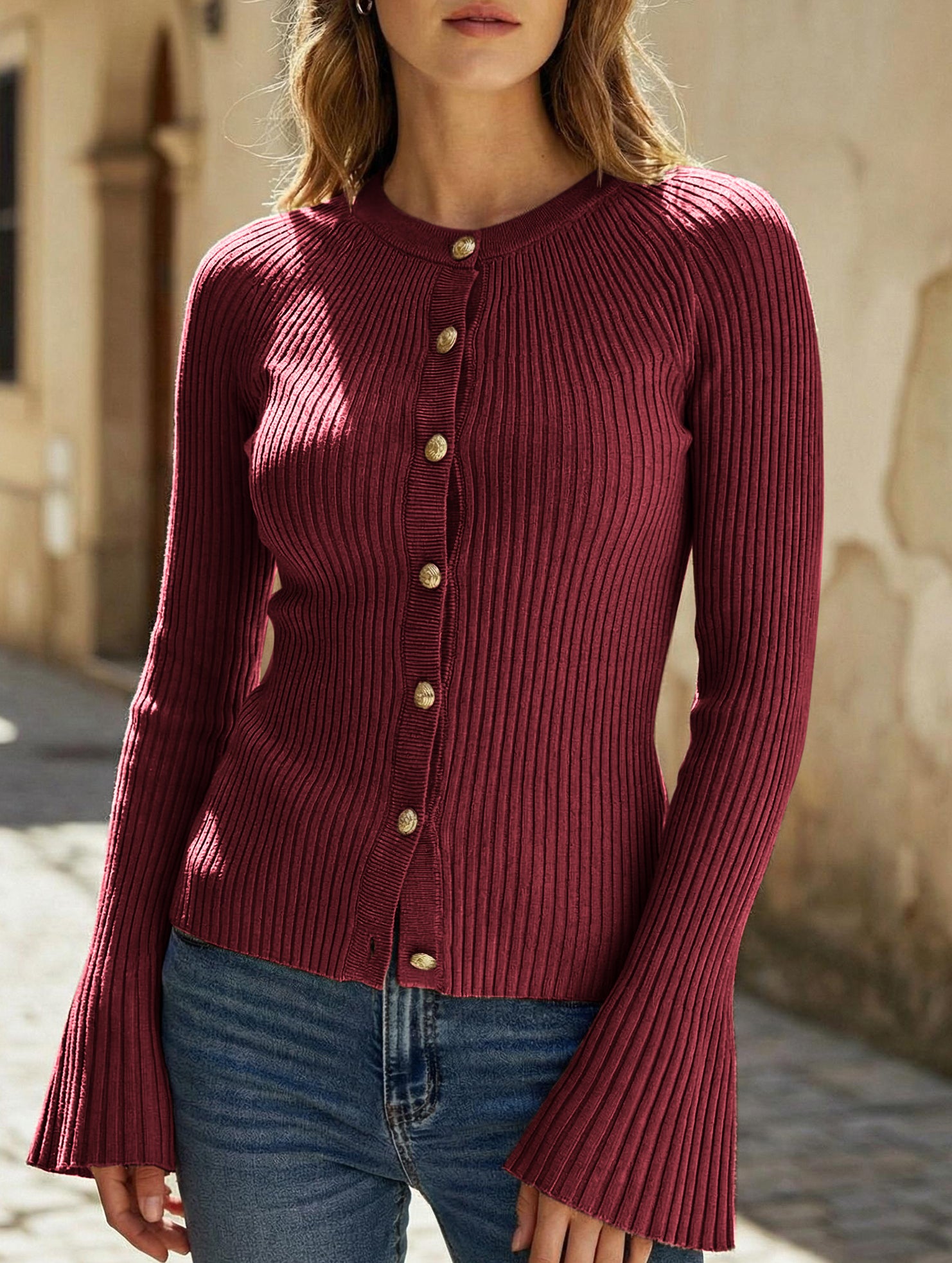 Ribbed base solid color knit top for women_CWTSTL01298