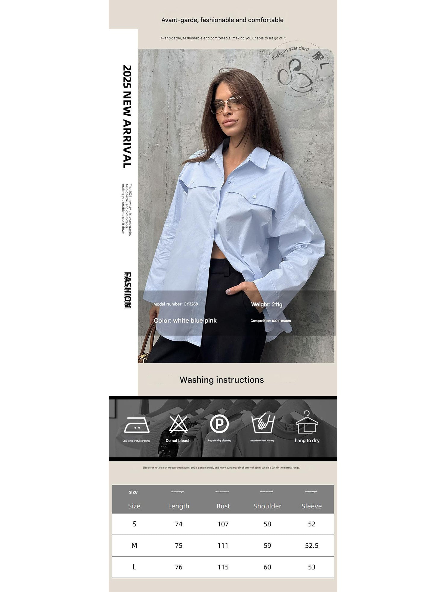 Women's elegant and versatile shirt with back slit_CWTSTL01308