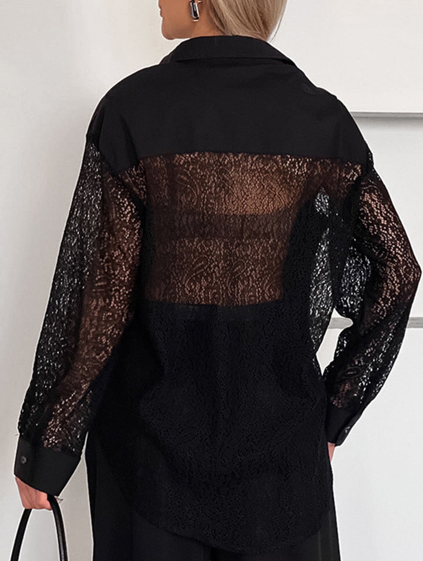 Elegant white lace-trimmed collared women's blouse_CWTSTL01309