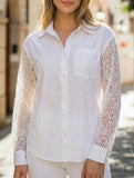 Elegant white lace-trimmed collared women's blouse_CWTSTL01309