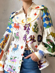 Vintage Illustration Print Shirt_CWTSTL01317