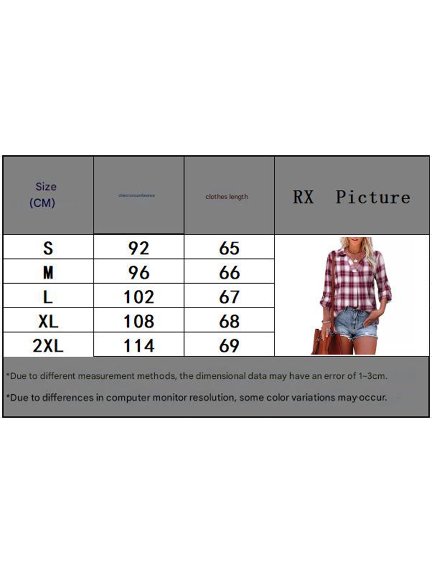 V Neck Plaid Loose Long Sleeve Shirt_CWTSTL01321