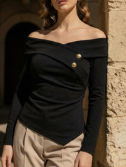 Elegant Off-Shoulder Long-Sleeved Shirt for Autumn_CWTSTL01323