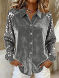 Women's sequined velvet loose-fitting shirt
