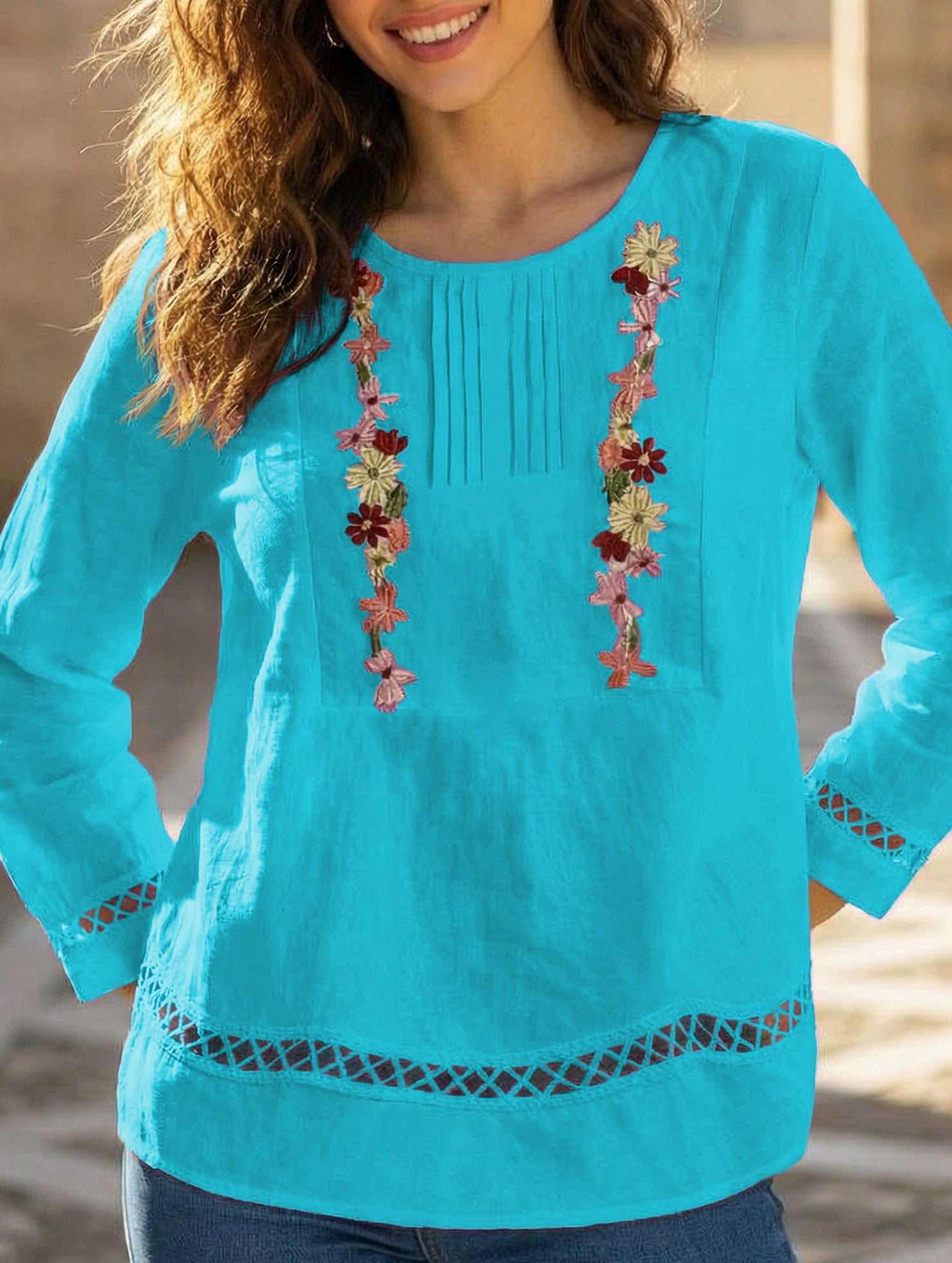 Casual lace patchwork elegant top for women