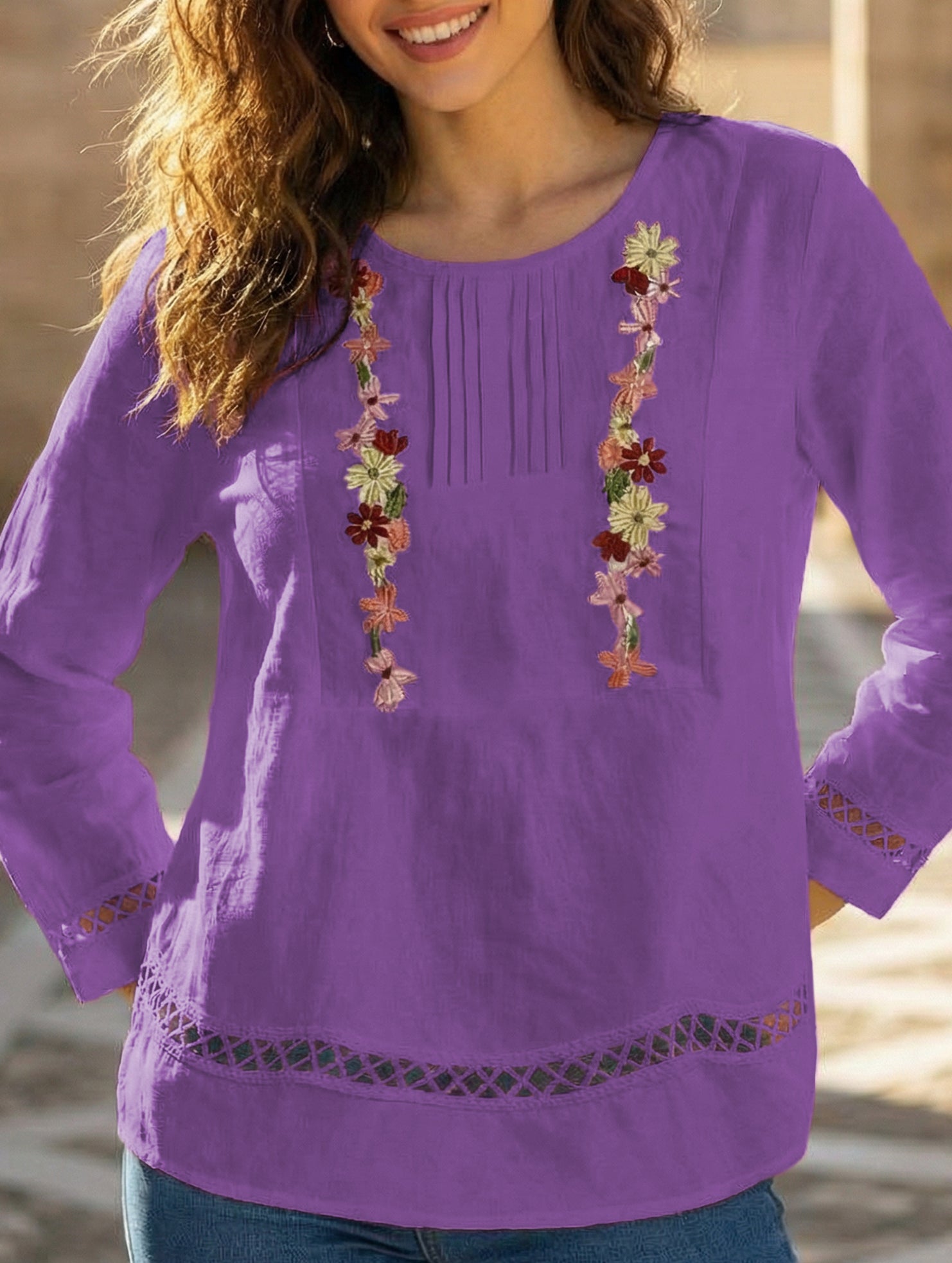 Casual lace patchwork elegant top for women