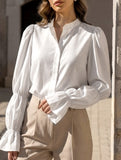 Women's casual blouse with elegant bell sleeves