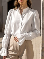 Women's casual blouse with elegant bell sleeves