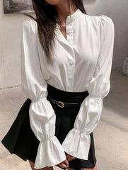 Women's casual blouse with elegant bell sleeves