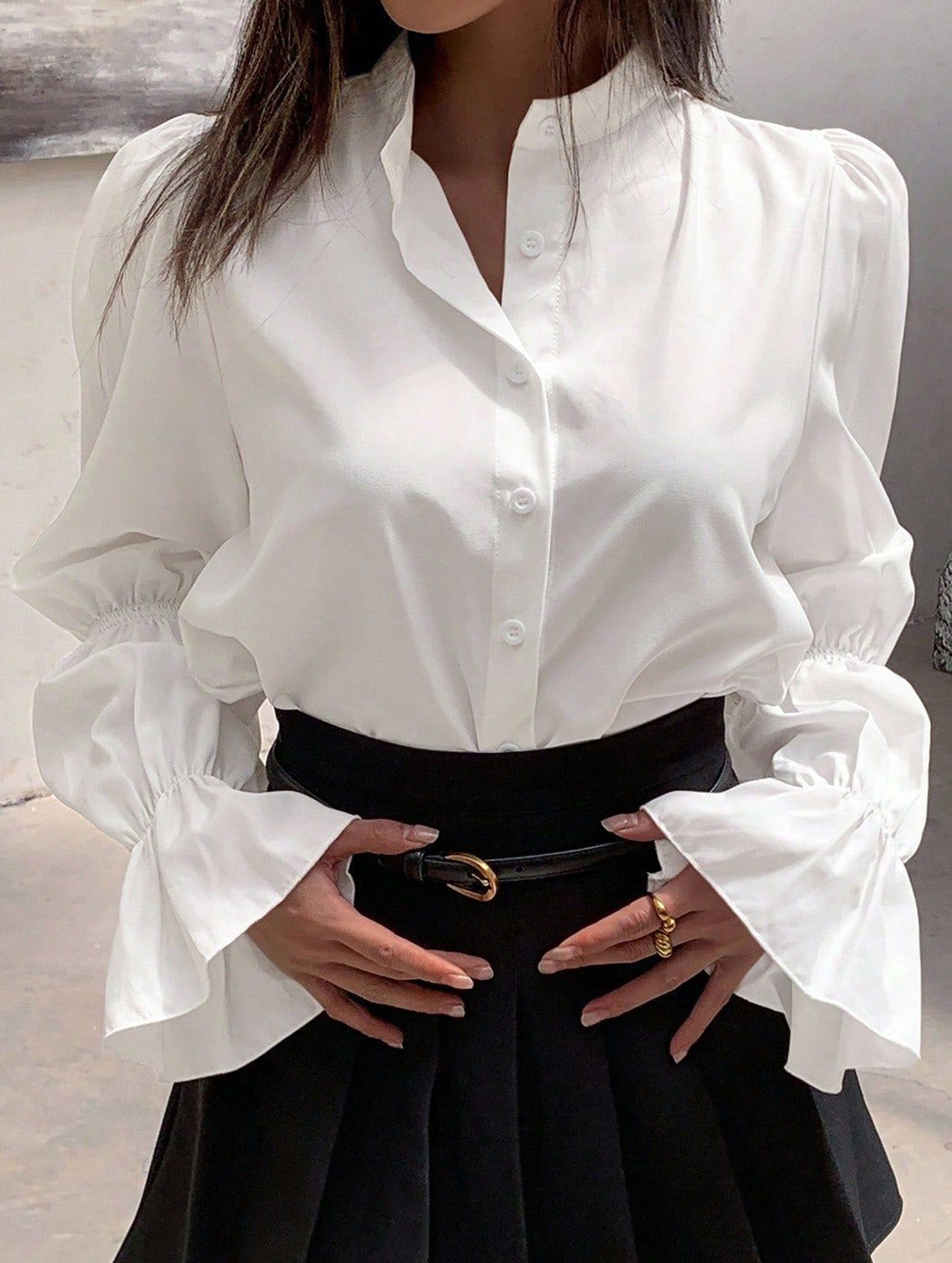 Women's casual blouse with elegant bell sleeves