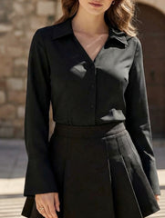 French-style fitted waist elegant top for women