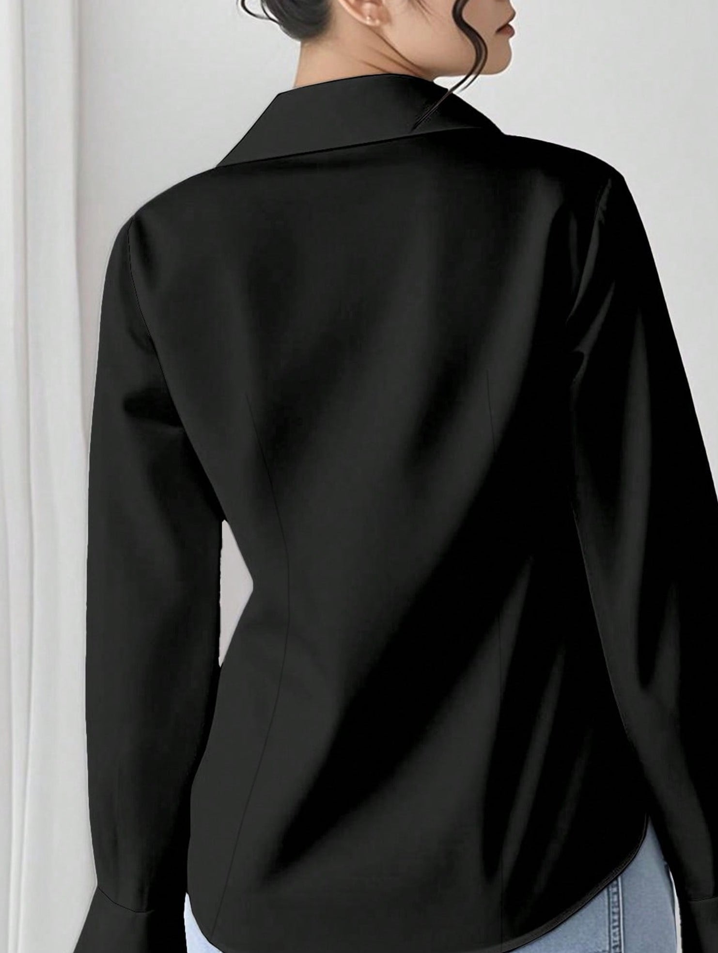 French-style fitted waist elegant top for women