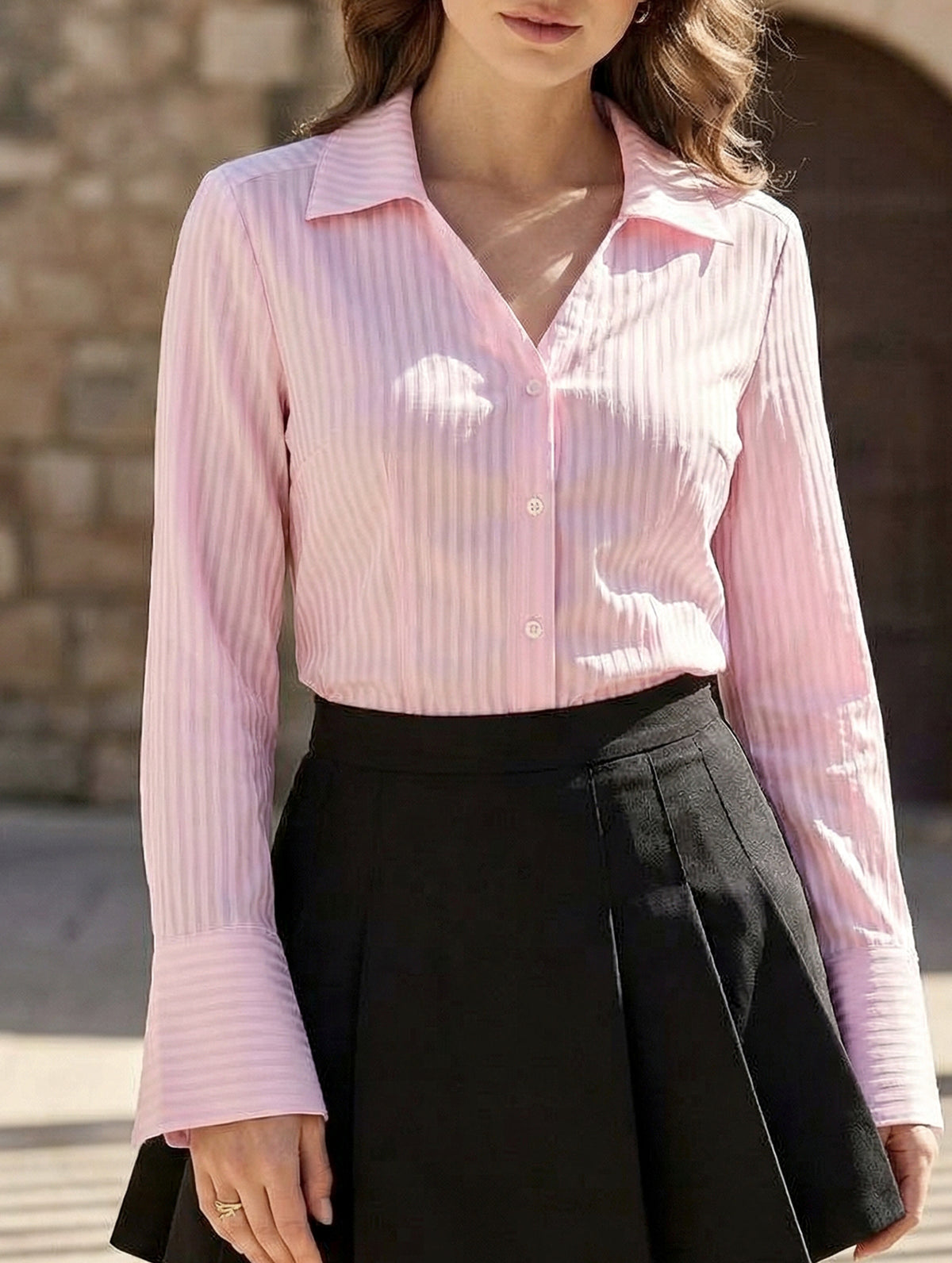 French-style fitted waist elegant top for women