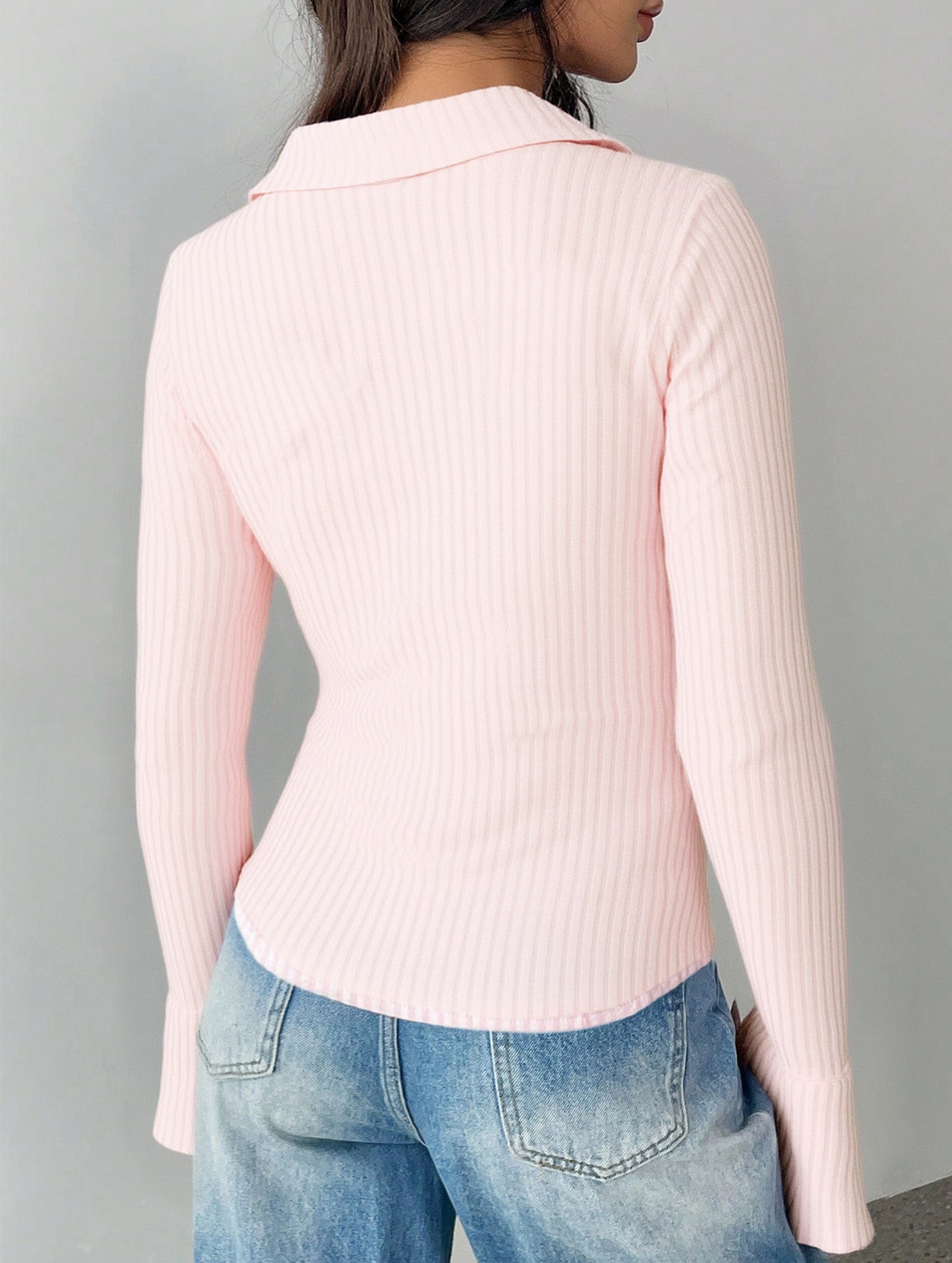 Women's Knitted Flared Sleeve Slim Fit Sweater