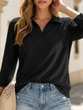 Women's Polo Shirt V-neck Mid-sleeve T-shirt