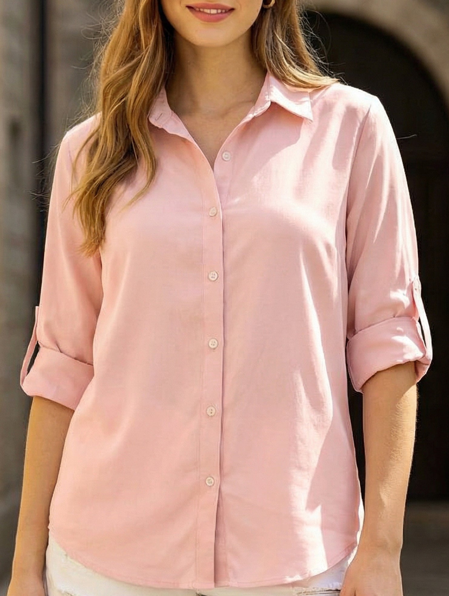 Women's collared zippered pocket shirt_CWTSTL01346