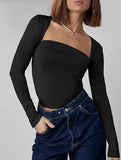 Trendy and sexy slim-fit faux two-piece top for women
